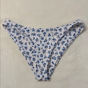 SHEIN White and Blue Floral Bikini Bottoms